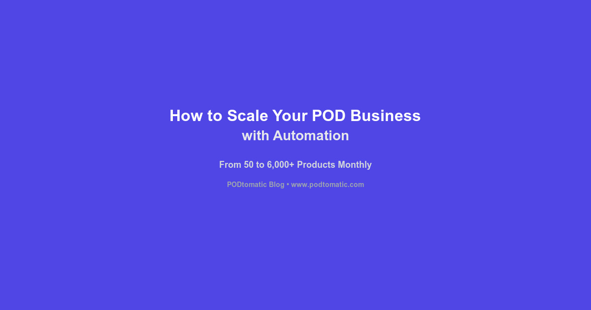 POD Business Scaling Dashboard showing automation metrics and growth charts