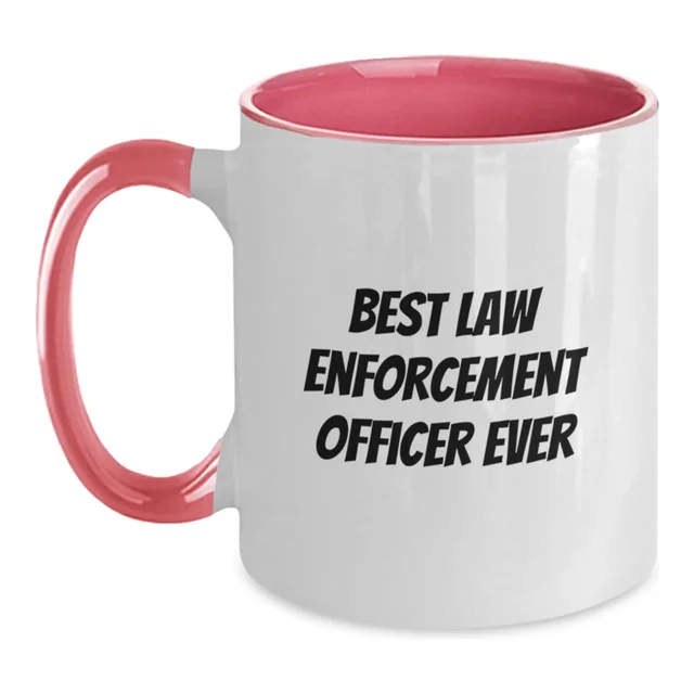 Pink accent mug that says Best Law Enforcement Officer Ever
