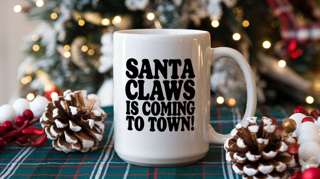 Coffee Gives Me My Cat Power quote on coffee mug mockup for Amazon POD