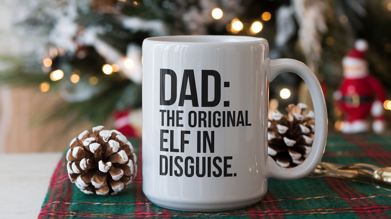 Dad by Day Ninja by Night quote on coffee mug mockup for Amazon POD