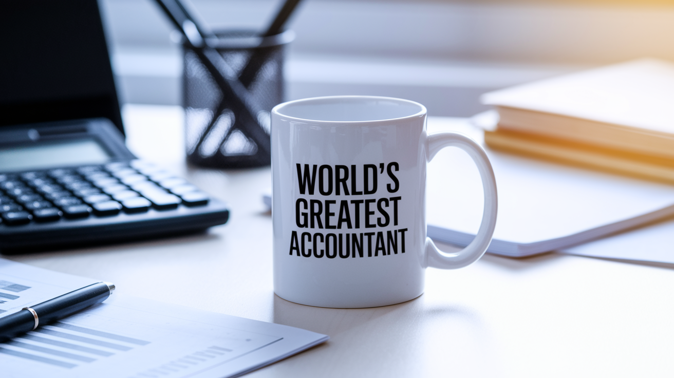 World's Greatest Accountant quote on coffee mug mockup for Amazon POD