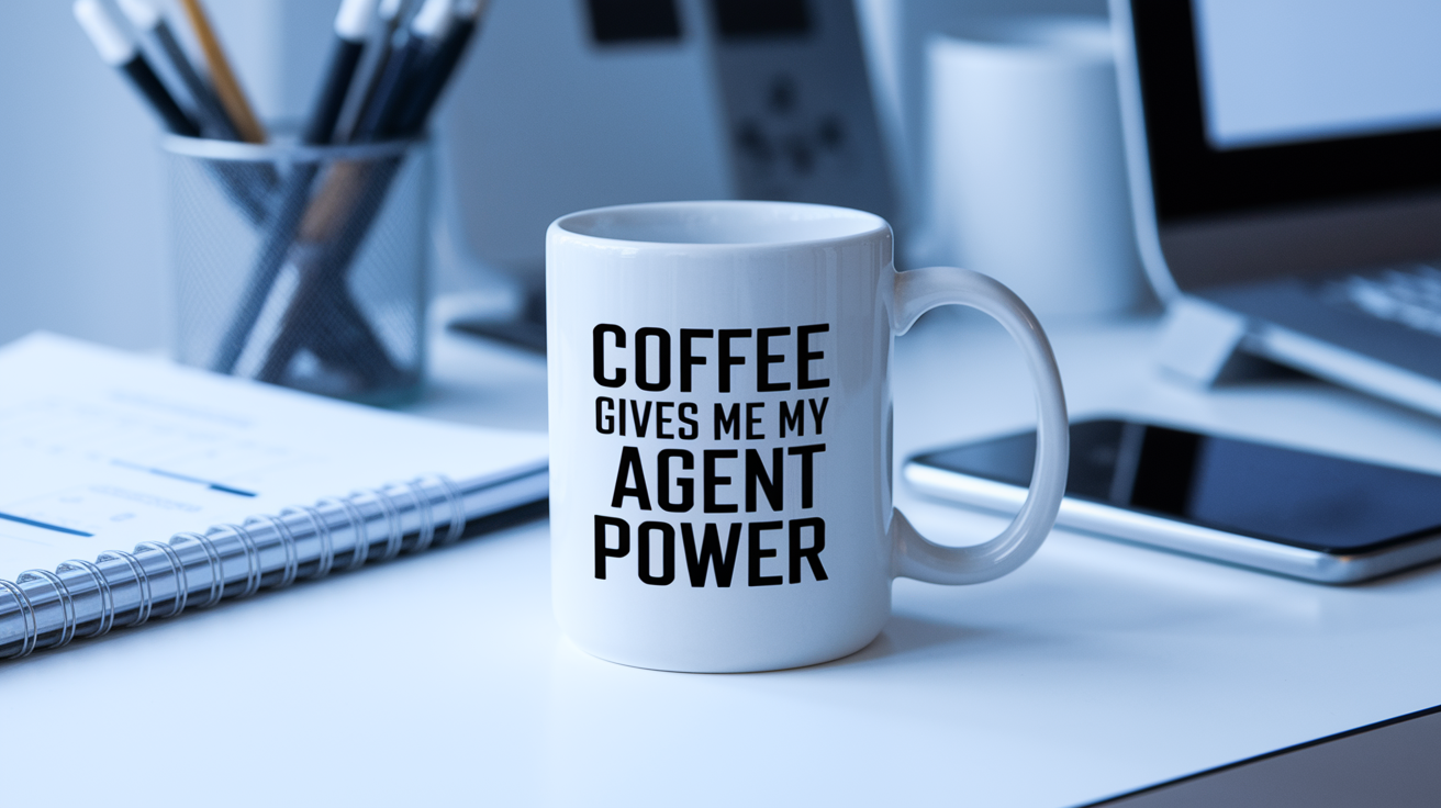 Funny Agent quote on travel mug mockup for Amazon POD