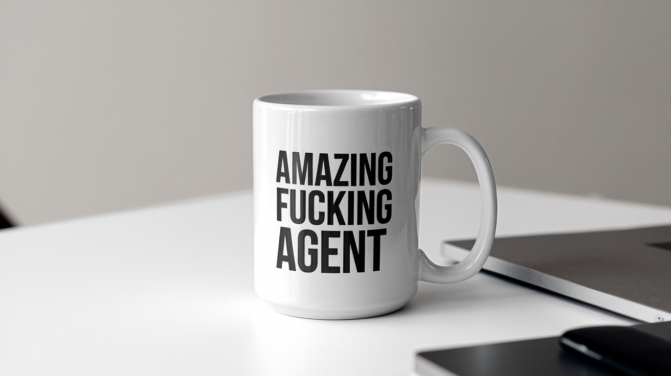 Agent by Day Ninja by Night quote on coffee mug mockup for Amazon POD