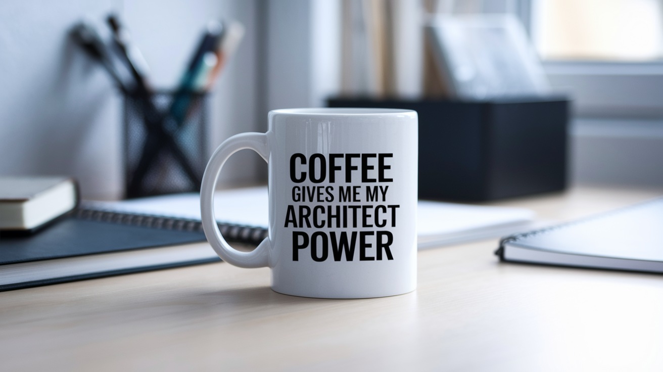 Funny Architect quote on travel mug mockup for Amazon POD
