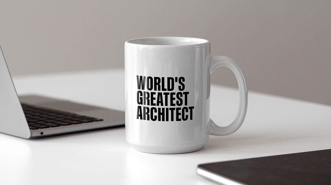 Coffee Gives Me My Architect Power quote on coffee mug mockup for Amazon POD