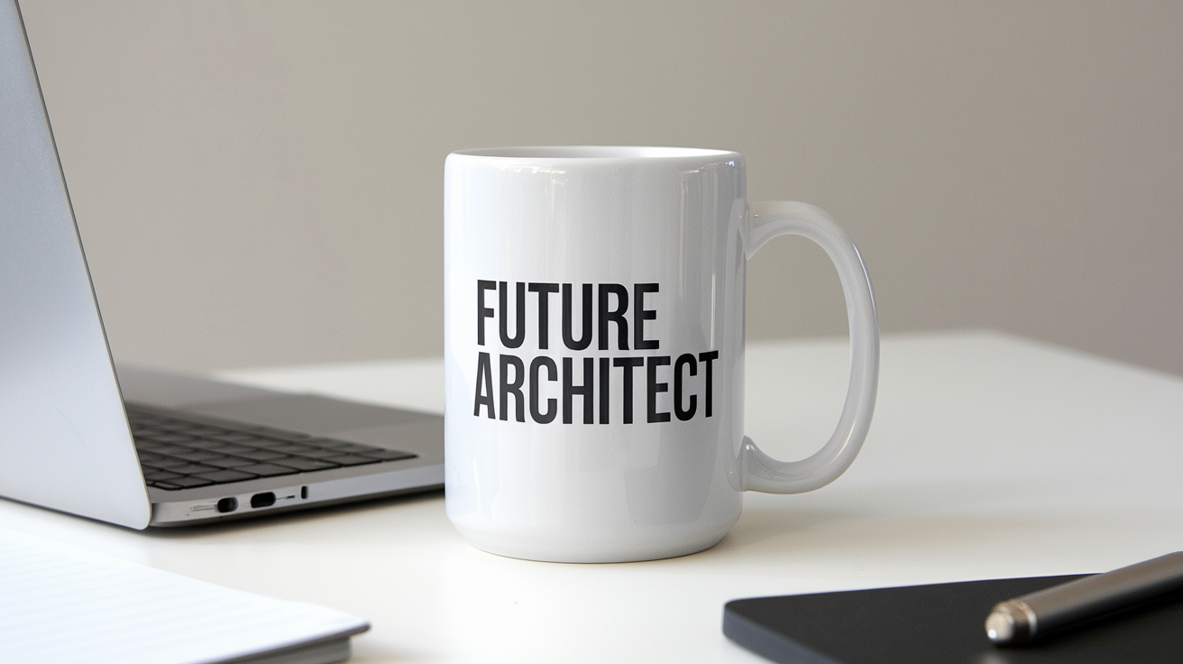 World's Greatest Architect quote on coffee mug mockup for Amazon POD