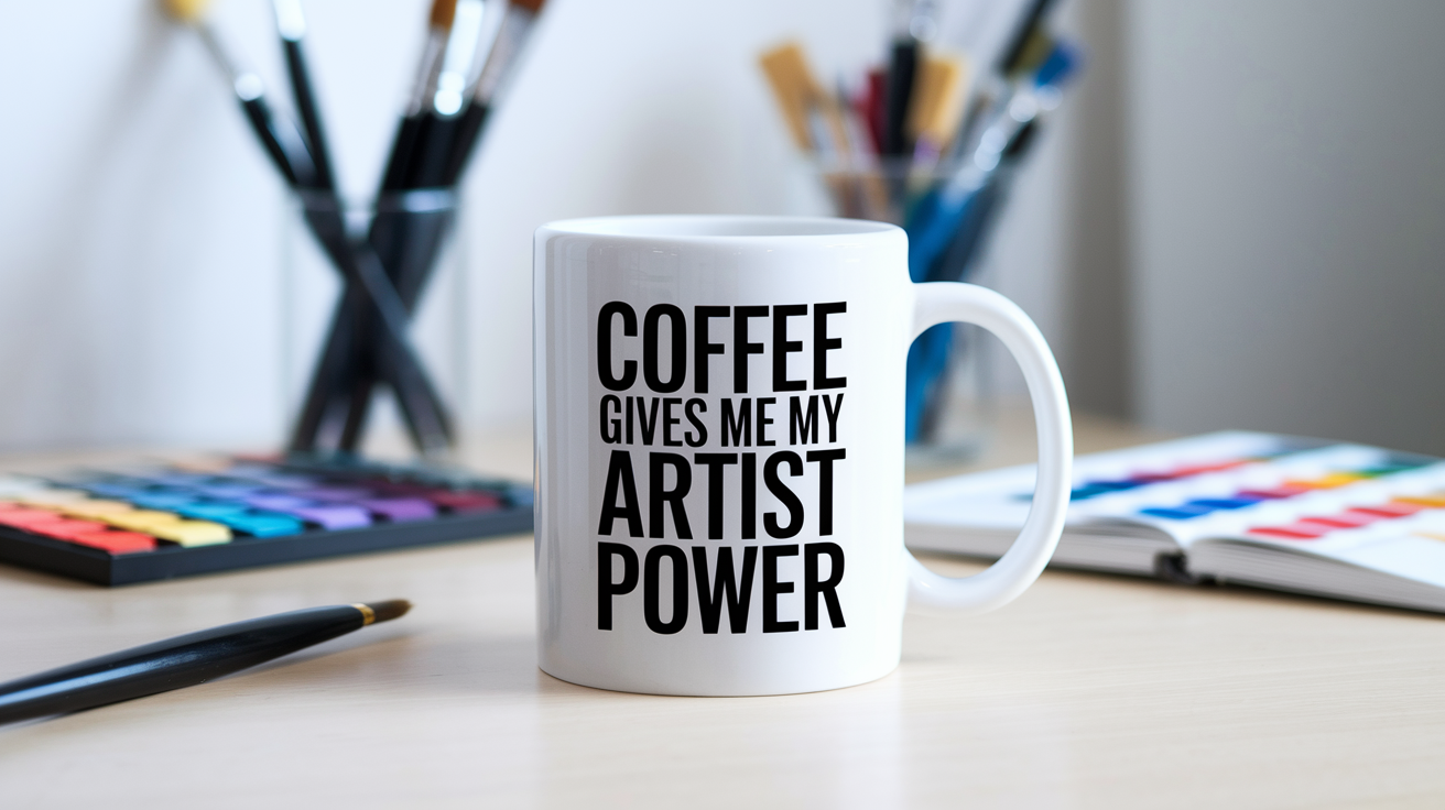 Funny Artist quote on travel mug mockup for Amazon POD