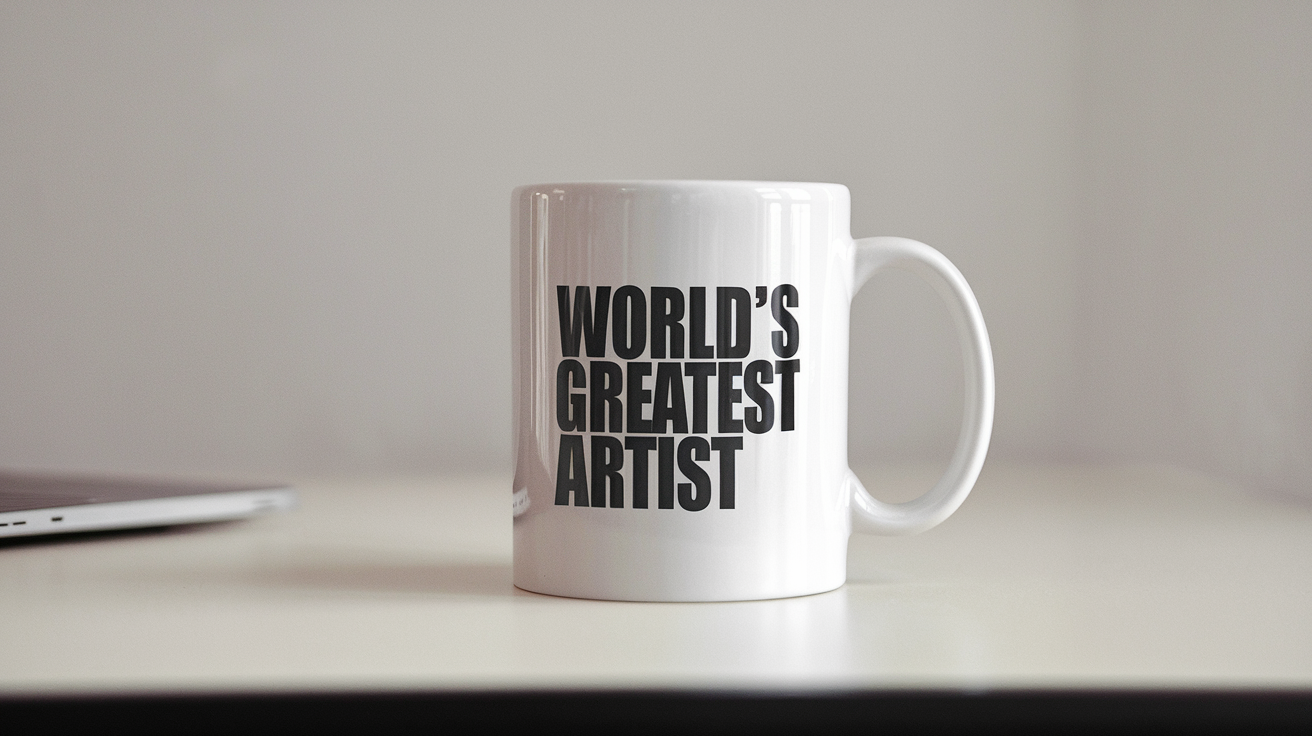 Coffee Gives Me My Artist Power quote on coffee mug mockup for Amazon POD
