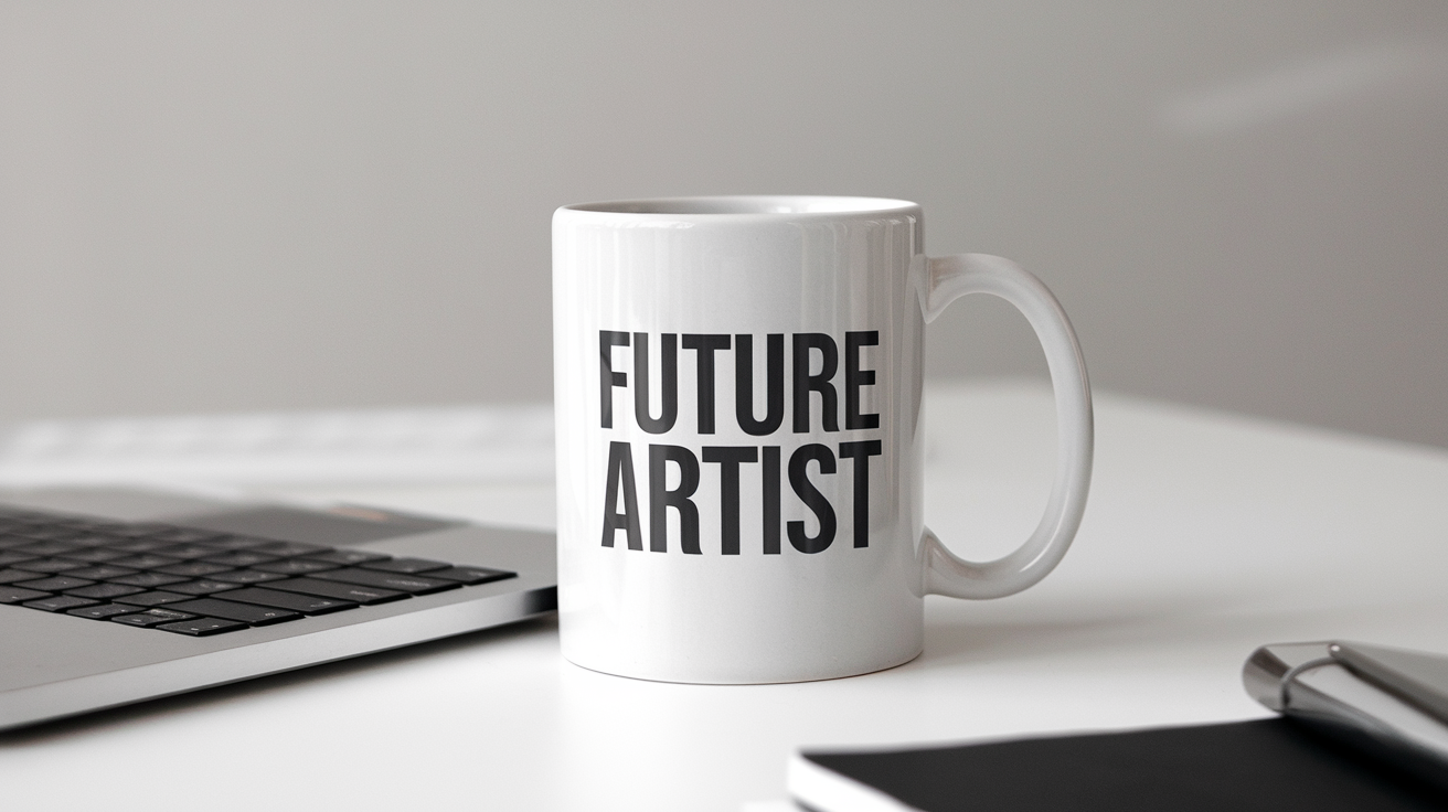 World's Greatest Artist quote on coffee mug mockup for Amazon POD
