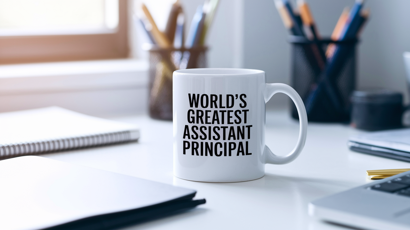 World's Greatest Assistant Principal quote on coffee mug mockup for Amazon POD