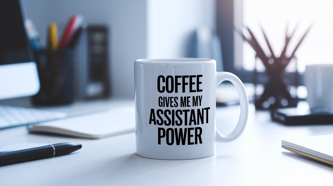 Funny Assistant quote on travel mug mockup for Amazon POD