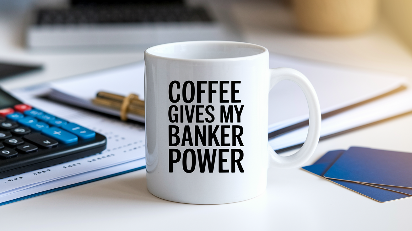 Funny Banker quote on travel mug mockup for Amazon POD