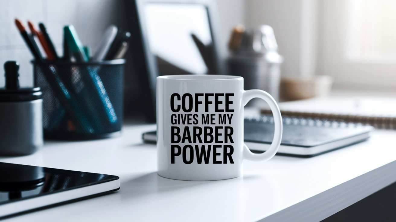Funny Barber quote on travel mug mockup for Amazon POD