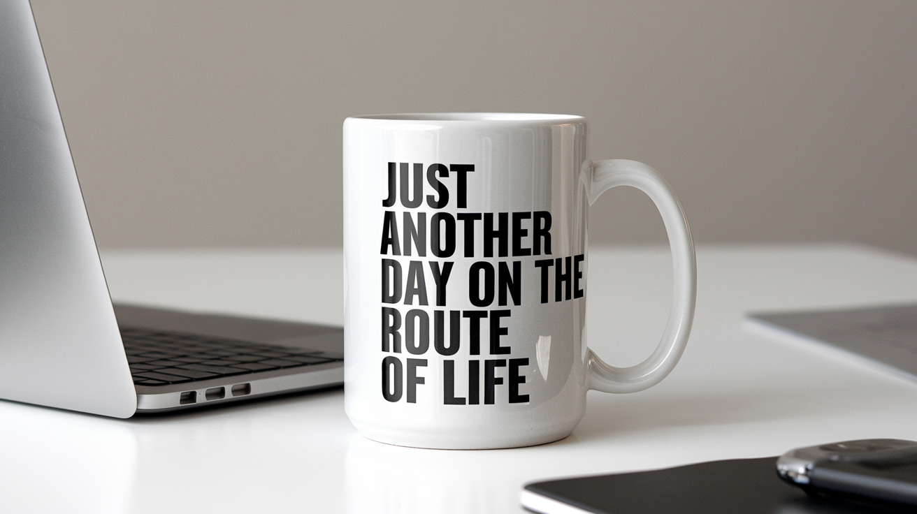 Bus Driver by Day Ninja by Night quote on coffee mug mockup for Amazon POD