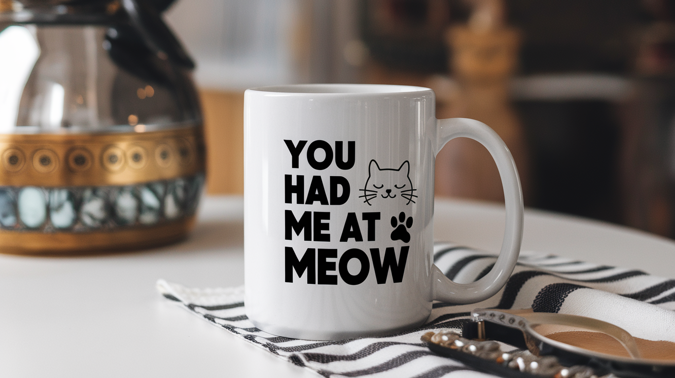 World's Greatest Cat Dad quote on coffee mug mockup for Amazon POD