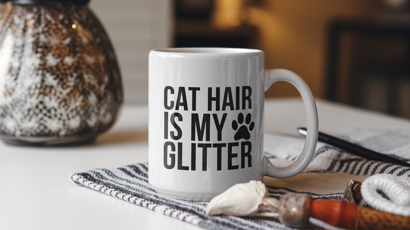 World's Greatest Cat Mom quote on coffee mug mockup for Amazon POD