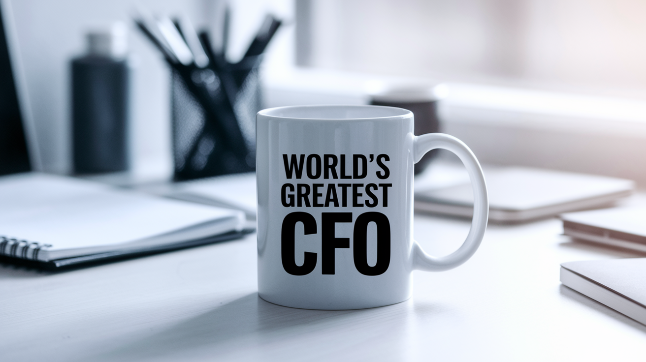 World's Greatest Cfo quote on coffee mug mockup for Amazon POD