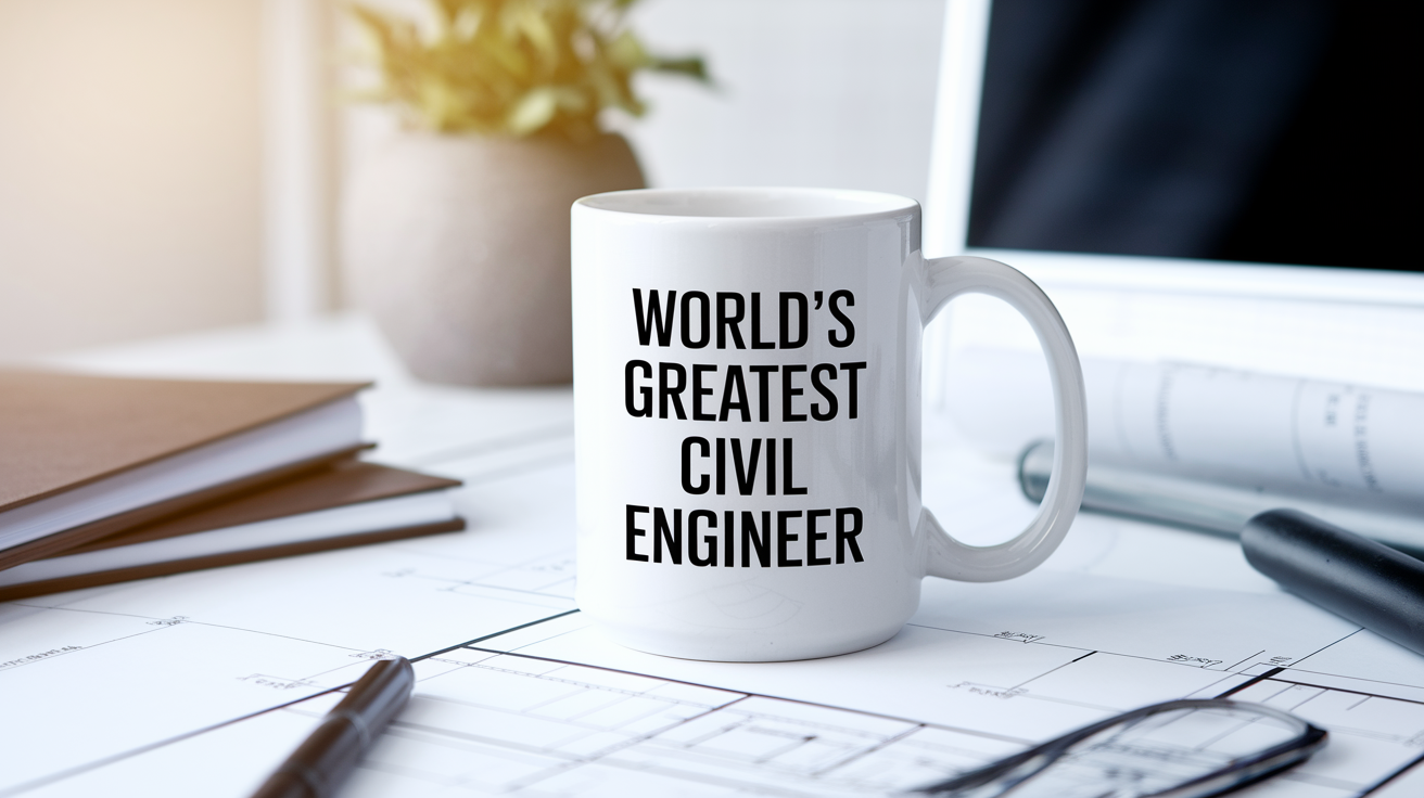 World's Greatest Civil Engineer quote on coffee mug mockup for Amazon POD