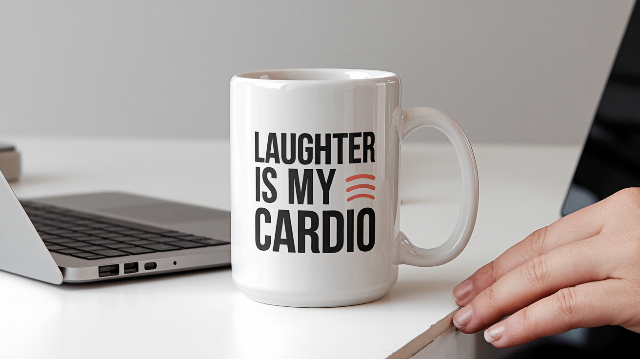 Comedian by Day Ninja by Night quote on coffee mug mockup for Amazon POD