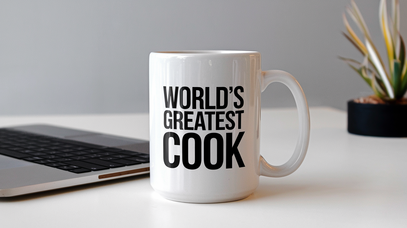Coffee Gives Me My Cook Power quote on coffee mug mockup for Amazon POD