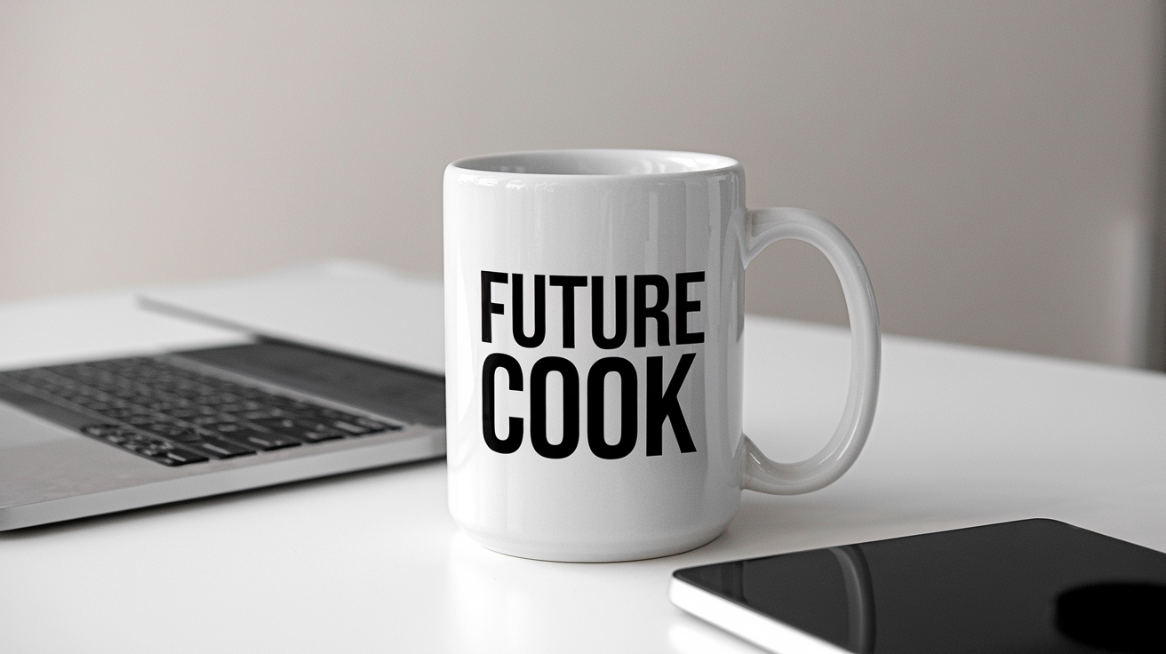 World's Greatest Cook quote on coffee mug mockup for Amazon POD