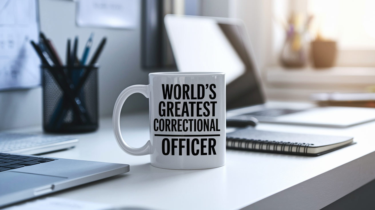 World's Greatest Correctional Officer quote on coffee mug mockup for Amazon POD