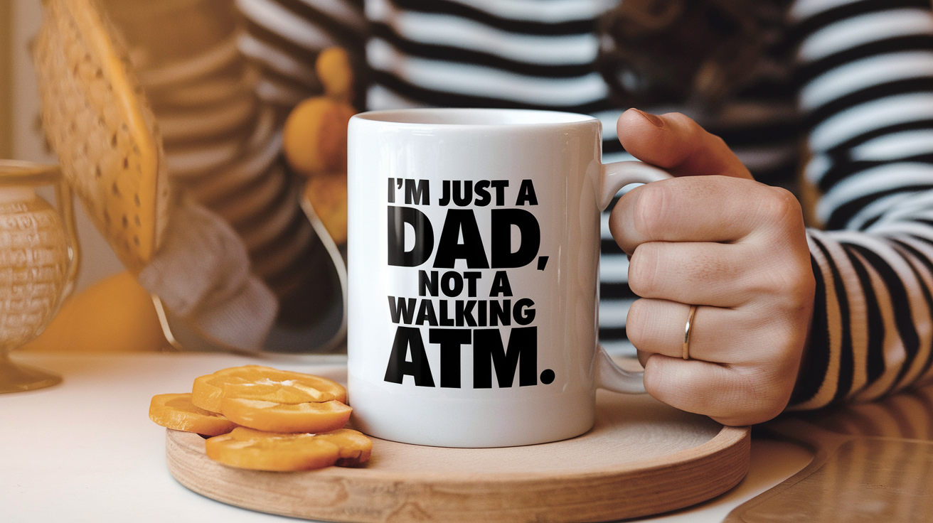World's Greatest Dad quote on coffee mug mockup for Amazon POD