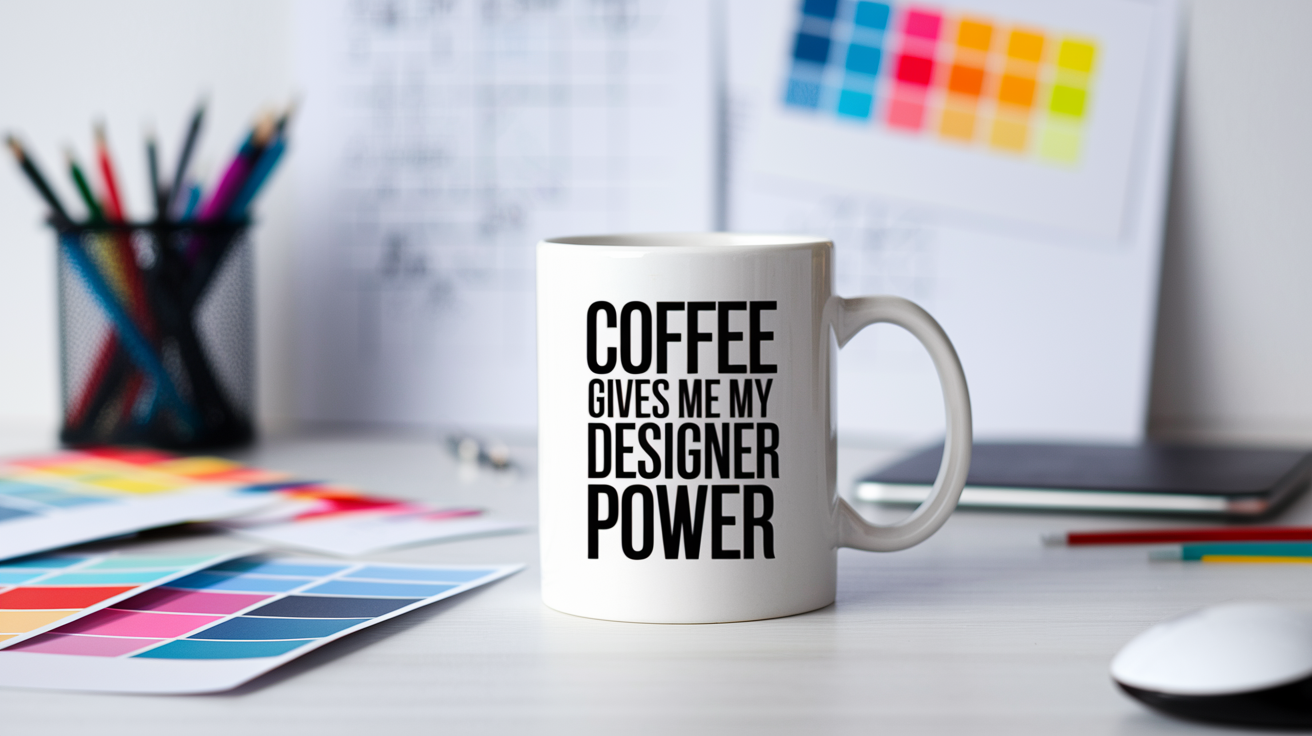 Funny Designer quote on travel mug mockup for Amazon POD