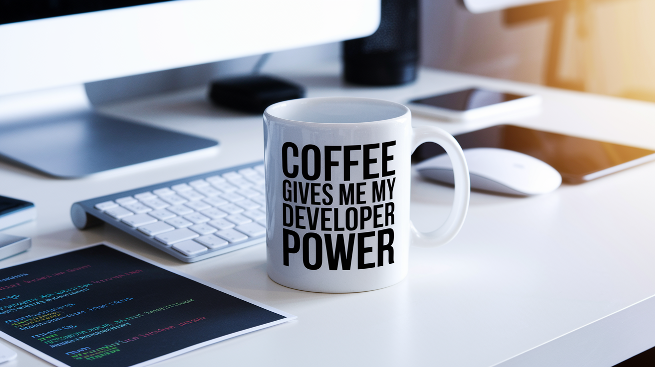 Funny Developer quote on travel mug mockup for Amazon POD