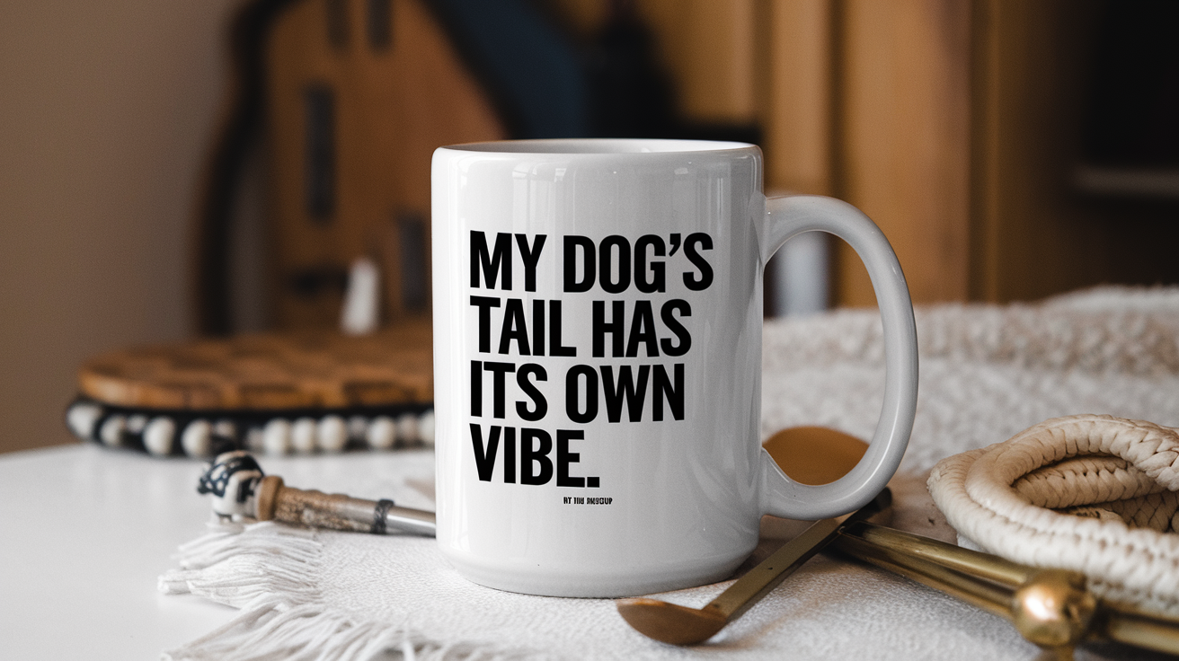 World's Greatest Dog Dad quote on coffee mug mockup for Amazon POD