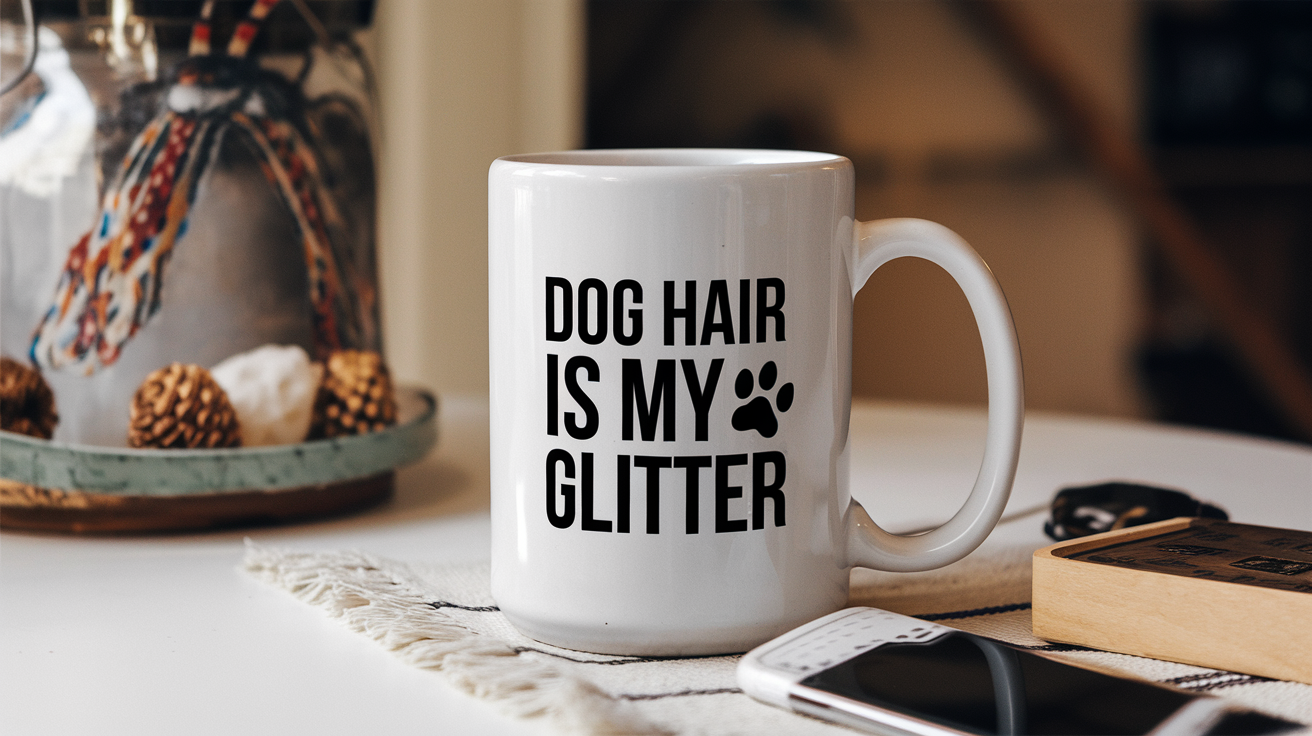World's Greatest Dog Mom quote on coffee mug mockup for Amazon POD