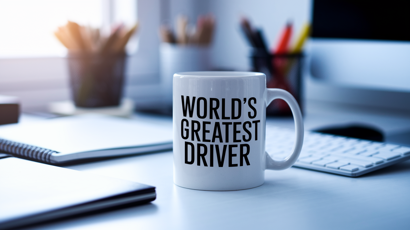 World's Greatest Driver quote on coffee mug mockup for Amazon POD