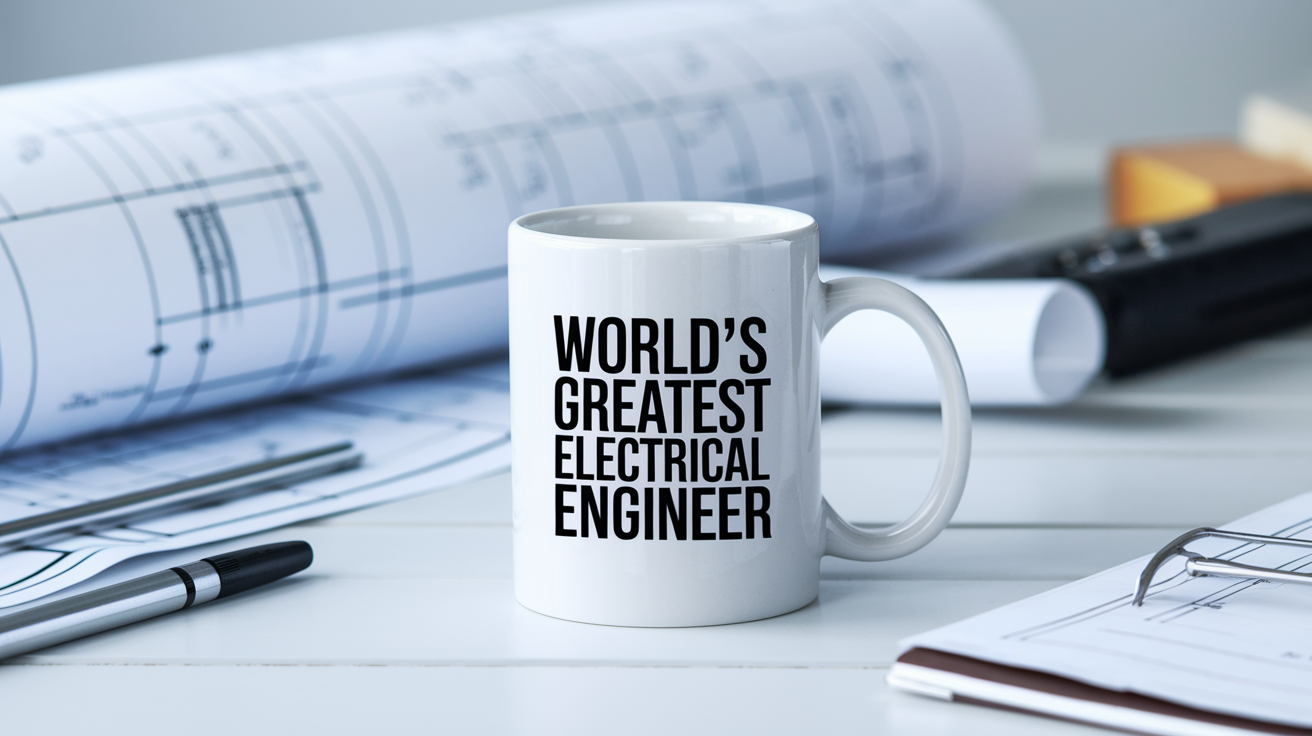 World's Greatest Electrical Engineer quote on coffee mug mockup for Amazon POD