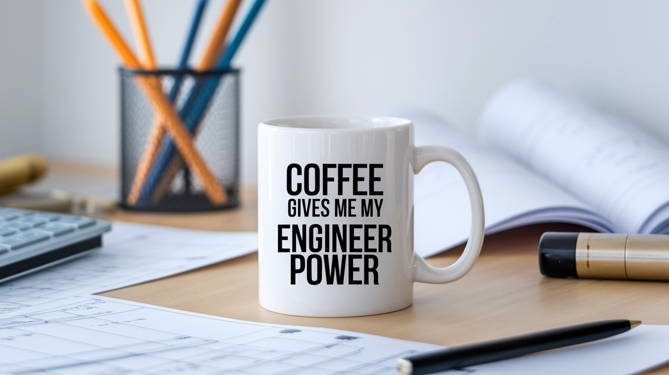 Funny Engineer quote on travel mug mockup for Amazon POD