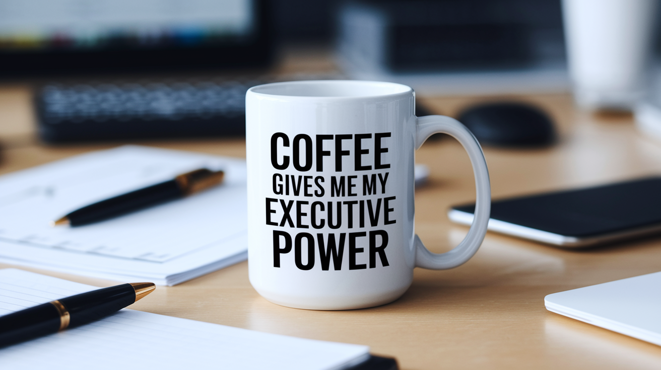 Funny Executive quote on travel mug mockup for Amazon POD