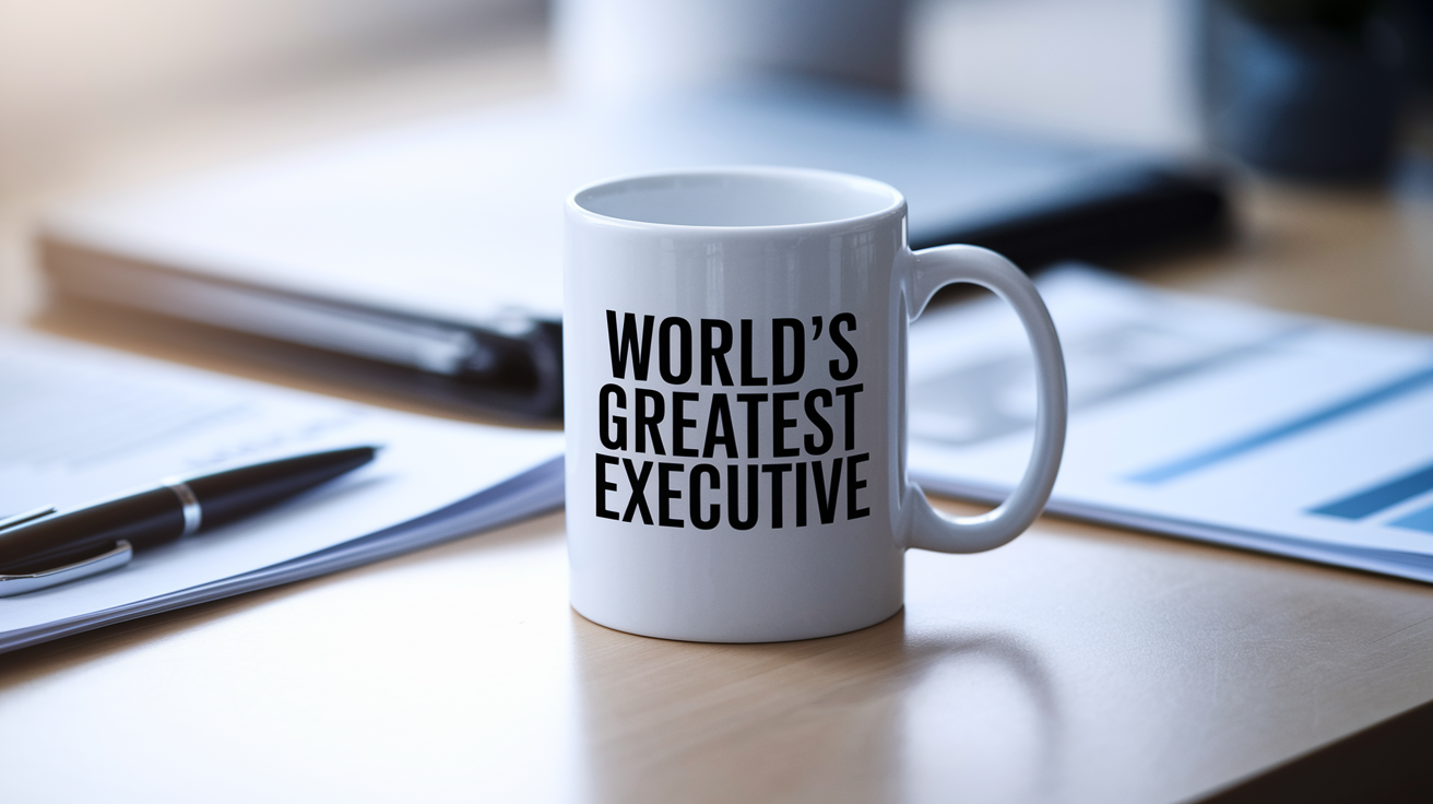 World's Greatest Executive quote on coffee mug mockup for Amazon POD