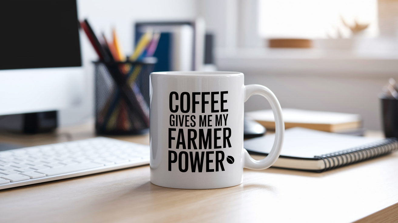 Funny Farmer quote on travel mug mockup for Amazon POD