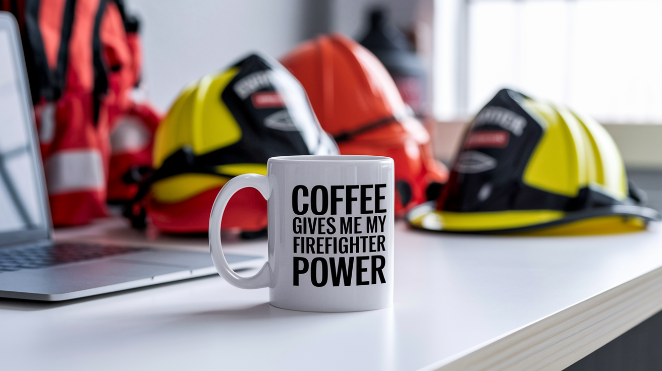 Funny Firefighter quote on travel mug mockup for Amazon POD