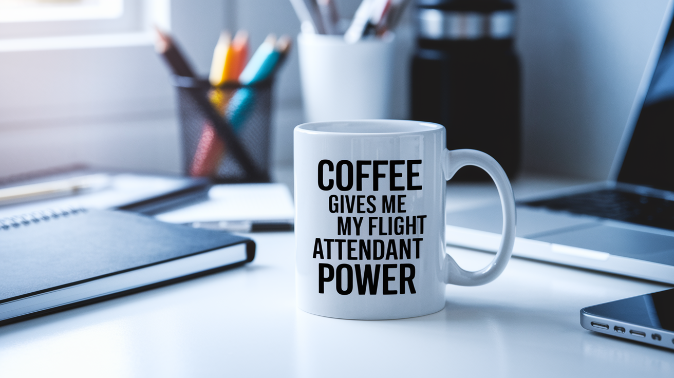 Funny Flight Attendant quote on travel mug mockup for Amazon POD