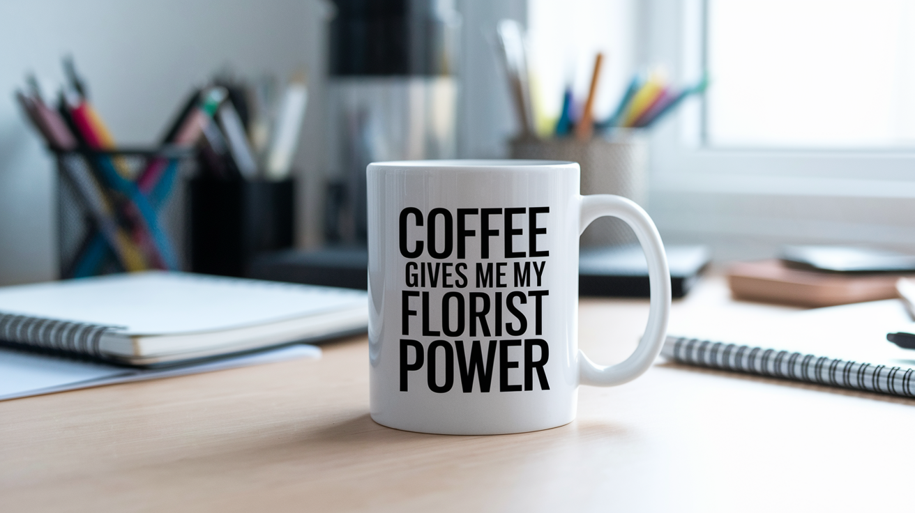 Funny Florist quote on travel mug mockup for Amazon POD