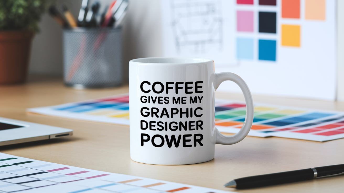 Funny Graphic Designer quote on travel mug mockup for Amazon POD