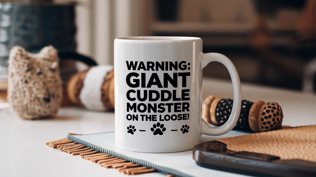 Coffee Gives Me My Great Dane Dog Power quote on coffee mug mockup for Amazon POD