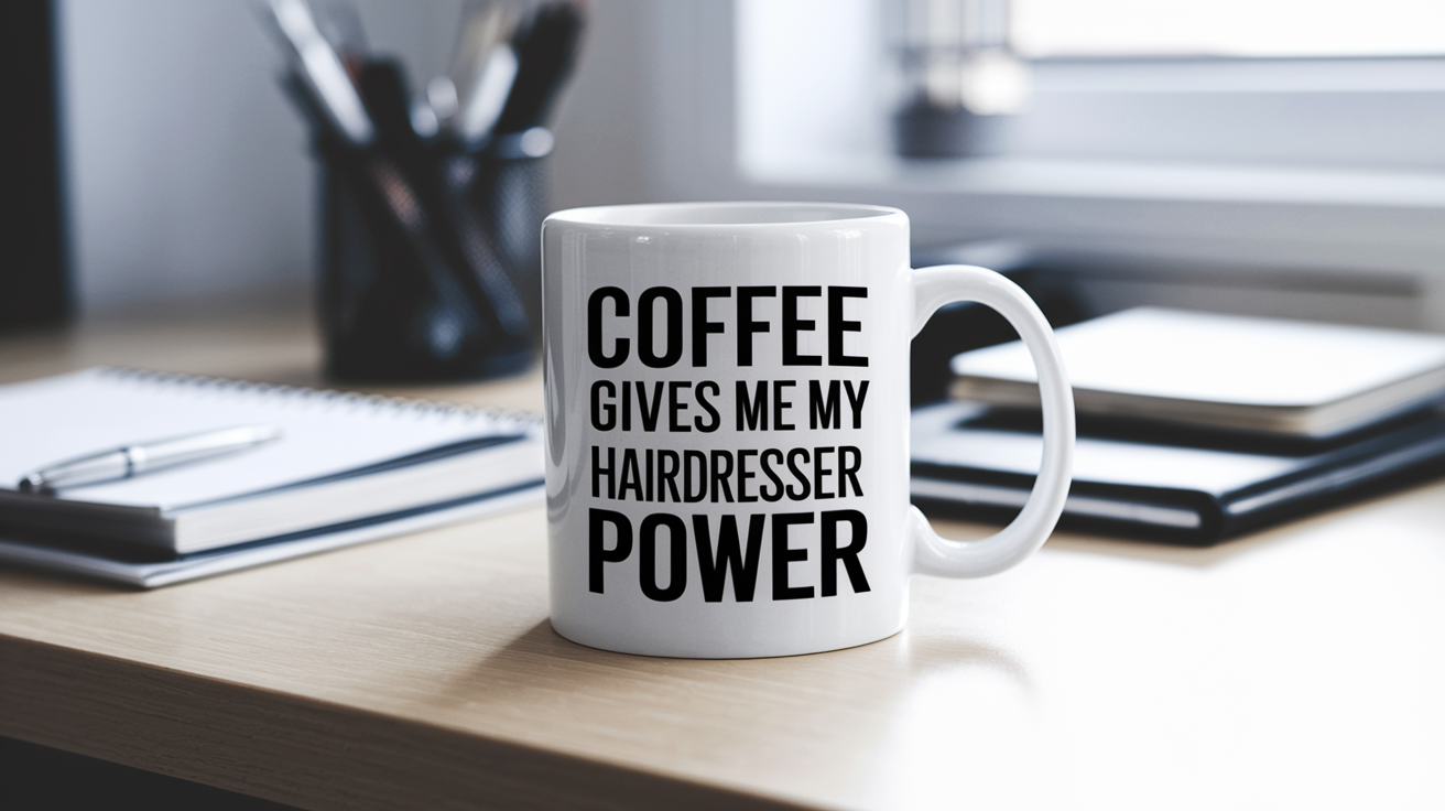 Funny Hairdresser quote on travel mug mockup for Amazon POD