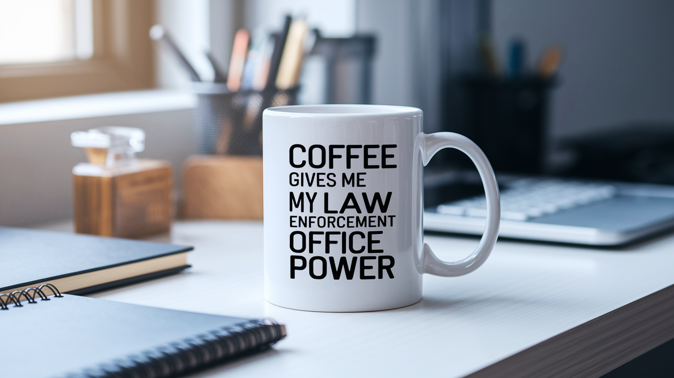 Funny Law Enforcement Officer quote on travel mug mockup for Amazon POD