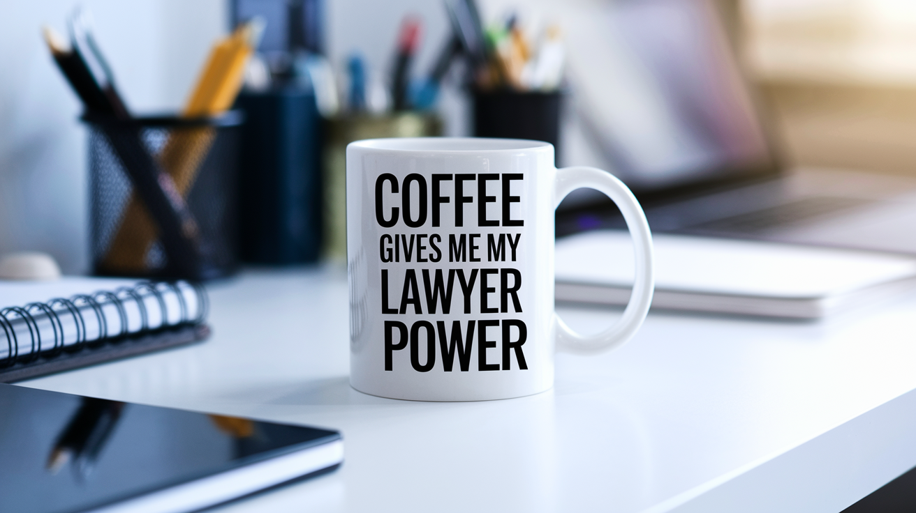 Funny Lawyer quote on travel mug mockup for Amazon POD