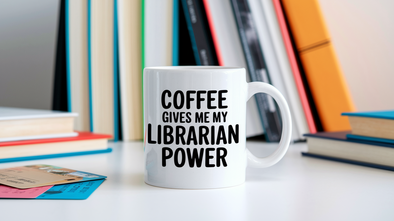 Funny Librarian quote on travel mug mockup for Amazon POD