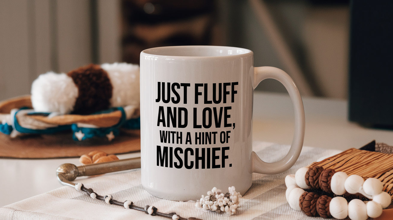 Maine Coon Cat by Day Ninja by Night quote on coffee mug mockup for Amazon POD