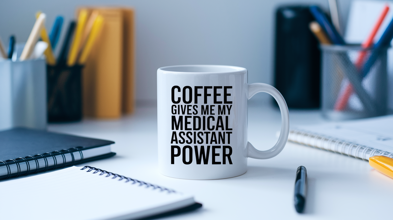 Funny Medical Assistant quote on travel mug mockup for Amazon POD