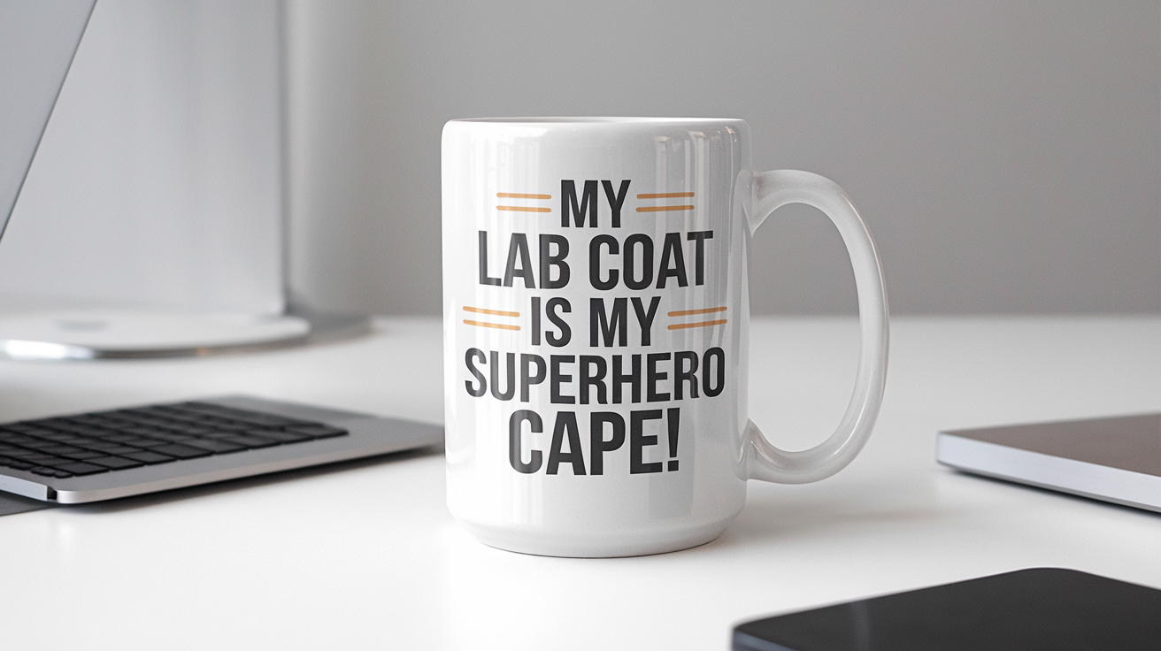 Coffee Gives Me My Microbiology Power quote on coffee mug mockup for Amazon POD