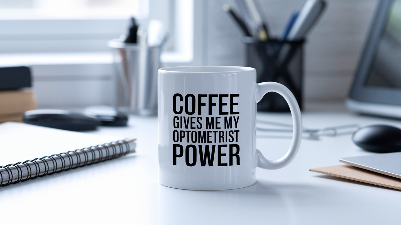 Funny Optometrist quote on travel mug mockup for Amazon POD